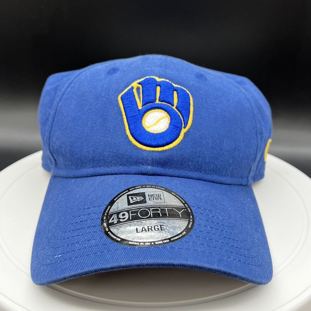 Milwaukee Brewers‎ Hat New Era 49FORTY Large Baseball Cap Blue Yellow